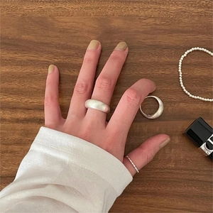 Minimalist 925 sterling silver brushed ring set with wide matte and rope twist bands