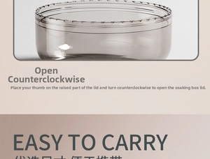 Macro view of translucent brown orthodontic retainer case with non-slip rotating lid