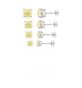 Detailed view of S925 sterling silver yellow diamond earrings with butterfly backs