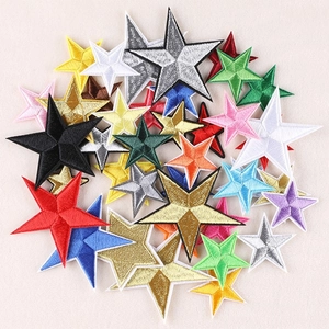 Star Embroidery Patches Iron On Five Pointed Star Shape Colorful Fabric Applique For Clothing Repair DIY Decoration Hat Bag Accessories