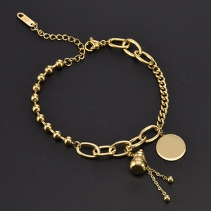 Bracciale Con Ciondolo A Zucca In Acciaio Inossidabile Per Donna Fortuna Oro Placcato Catena Gioielli
