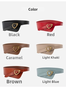 Multi-color leather waist belts with iconic golden triangle buckles for women