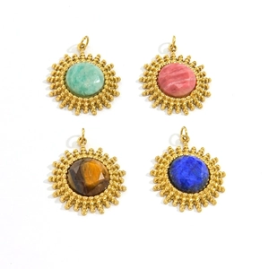 Pendentifs soleil vintage en or avec incrustations de pierres précieuses pour bijoux DIY
