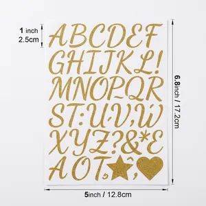 1 inch gold alphabet stickers set with A-Z letters and symbols for DIY gift decor