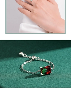 Detail of s925 silver adjustable ring and bracelet set with candy-colored gradient stones