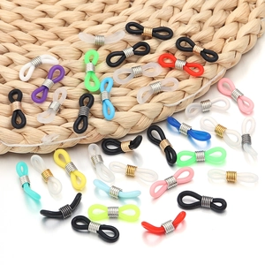 Colorful silicone eyeglass chain connectors with adjustable gold and silver metal coils