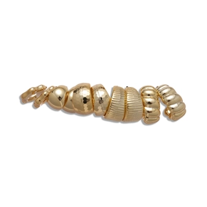 10-piece gold geometric C-shaped stud earrings set with hammered and polished finishes