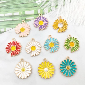 Alloy Enamel Daisy Flower Pendants Colorful Small Daisy Floral Charms For Necklace Earrings DIY Jewelry Making Accessories