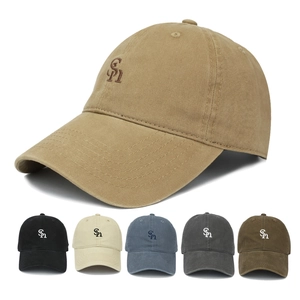 Washed Cotton Baseball Cap Letter Embroidered Adjustable Sun Hat Outdoor Casual Vintage Style Men Women