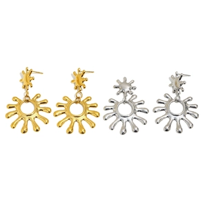 Boucles d'oreilles pendantes soleil fluide en acier inoxydable doré et argenté