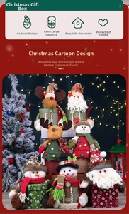 Detailed view of Christmas apple gift boxes featuring Santa, snowman, and reindeer figures