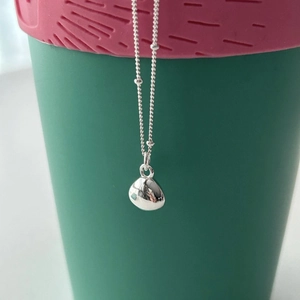 925 Sterling Silver Necklace With Polished Tulip Bean Waterdrop Pendant Minimalist Elegant Jewelry For Women