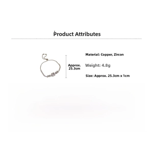 Detail view of luxury cubic zirconia interlocking bracelet with size and weight parameters