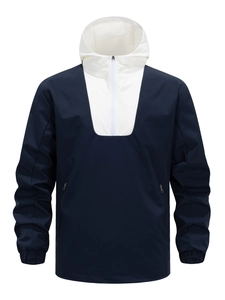 Giacca Con Cappuccio Uomo Color Block Mezza Zip Antivento All'aperto Casual Vestibilità Ampia Leggera Traspirante