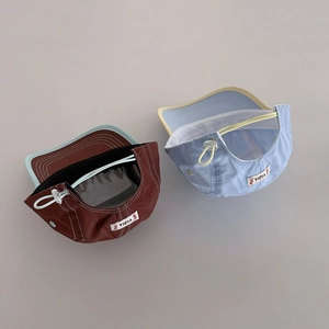 Kids quick-dry baseball cap with contrast brim and drawstring adjustable closure