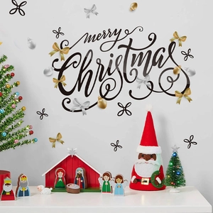 Merry Christmas Wall Stickers Waterproof PVC Lettering Decals For Home Living Room Bedroom Window Door Decoration