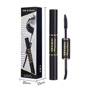 Dual-ended waterproof mascara for volume and curling with two unique applicator brushes