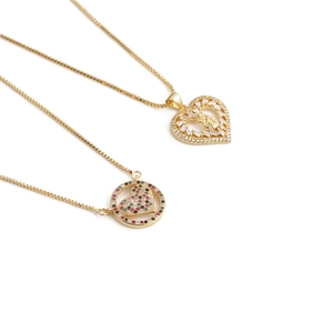 Fashion colorful zircon heart and elephant pendant necklaces in gold finish for women