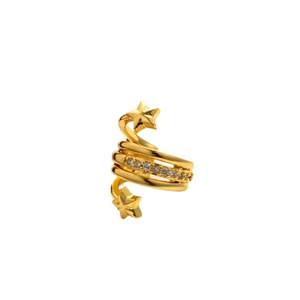 Star-shaped gold ear cuff with zircon stones minimalist jewelry piece for women