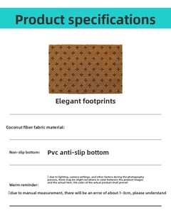 Close-up of coconut fiber surface and non-slip PVC backing on the brown doormat