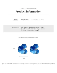 Spécifications des boucles d'oreilles fleurs bleues avec strass en alliage