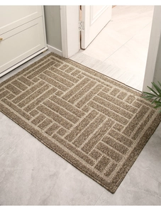 Macro detail of brown geometric patterned doormat texture for entryway dust removal