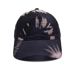 Unisex vintage black tie-dye baseball cap with breathable cotton canvas and street style