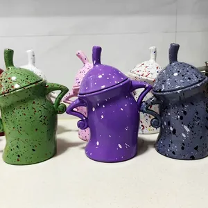 Canister With Attitude Quirky Arms Akimbo Ceramic PVC Storage Jar Splash Pattern Hand Painted Decorative Kitchen Organizer Mug With Lid