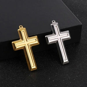 Large Stainless Steel Cross Pendant Religious Hip Hop Style DIY Jewelry Making Accessories Titanium Steel Metal Charm