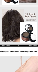 Waterproof hairline shadow powder in black brown with sponge applicator and mirror