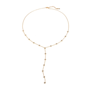 18k gold plated stainless steel Y-shaped necklace with sparkling diamond tassel charms