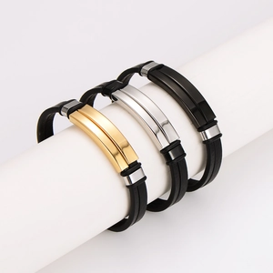 Men Vintage Leather Bracelet With 304 Stainless Steel Plate Double Layer Braided Bangle Fashion Jewelry Retro Accessory