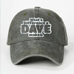 Washed cotton baseball cap in charcoal gray featuring white vintage slogan print