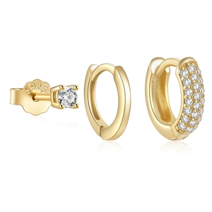 Detailed view of S925 sterling silver evil eye gold earrings set with gemstone studs