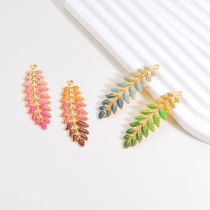 Colorful drip oil stainless steel leaf pendants for DIY jewelry and necklaces