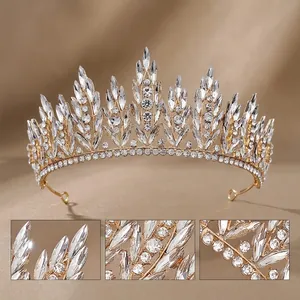 Detailed size chart for vintage luxury rhinestone bridal crown with specific dimensions