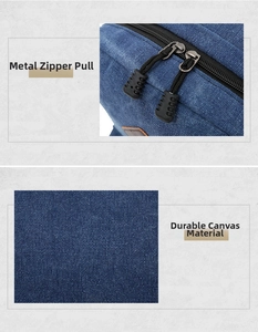 Detailed macro view of durable canvas fabric and metal zipper pulls with cord ties