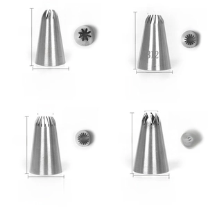 Detailed specs of seamless 304 stainless steel piping tips with multiple nozzle sizes