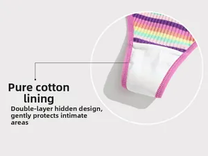 Detail of rainbow striped cotton underwear showing double-layered breathable lining