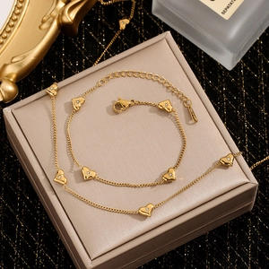 Dainty Heart Pendant Necklace Zircon Inlaid Gold Plated Stainless Steel Minimalist Jewelry For Women Fashion Accessory