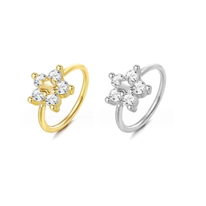 Stijlvolle ster neusring met zirkonia in goud en zilver voor een elegante uitstraling