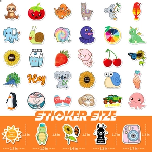 100-pack of VSCO style cartoon animal stickers featuring a 4cm minimalist grid layout