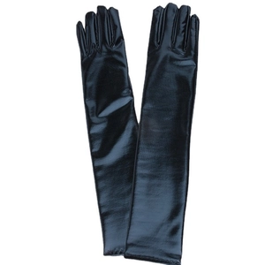 Women's 43cm black patent leather opera gloves for cosplay and evening dress