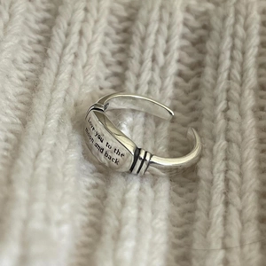 Adjustable 925 sterling silver ring with Love you to the moon and back engraving