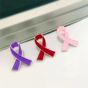 Awareness Ribbon Brooch Pin Alloy Enamel Breast Cancer AIDS Charity Badge Butterfly Clutch Back Accessory Unisex