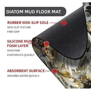 Three-layer diatomaceous mud mat with black gold texture and non-slip rubber bottom