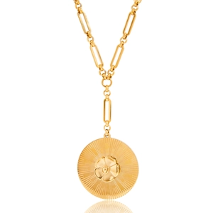 18K gold plated stainless steel camellia flower pendant necklace with paperclip chain