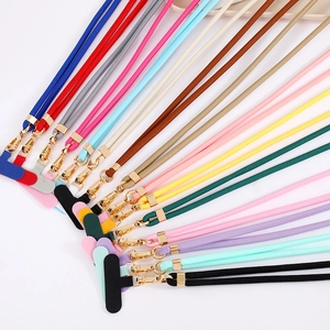 Cordino per cellulare regolabile in nylon con ganci dorati in vari colori vivaci