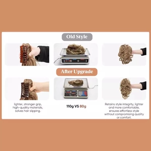 Brown claw clip messy bun hairpiece upgrade: lighter 80g vs 110g for a secure comfortable fit
