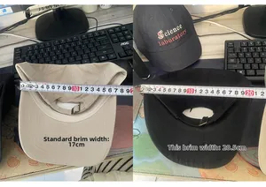 Σύγκριση γείσου 17cm και 20,5cm σε βαμβακερά κεντημένα καπέλα του μπέιζμπολ